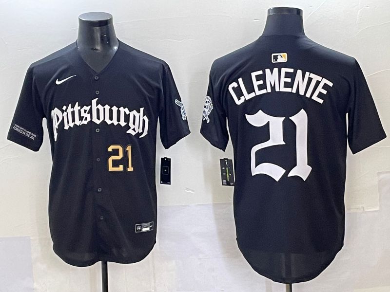 Men 2025 Pittsburgh Pirates #21 Clemente Black Five generations Joint Name Nike MLB Jersey style 2->pittsburgh pirates->MLB Jersey